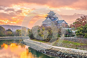 Okayama castle in autumn season in Okayama city, Japan