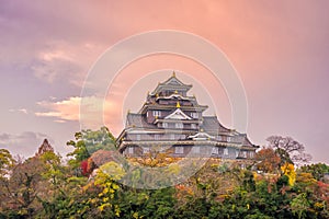 Okayama castle in autumn season in Okayama city, Japan