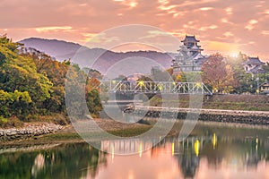 Okayama castle in autumn season in Okayama city, Japan