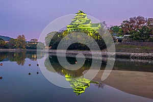 Okayama castle in autumn season in Okayama city, Japan