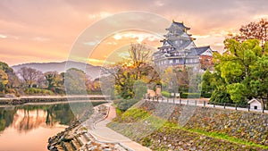 Okayama castle in autumn season in Okayama city, Japan