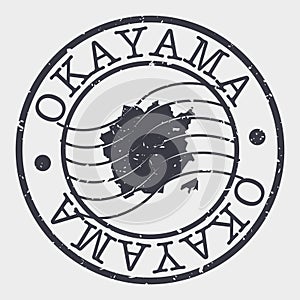 Okayama, Japan Stamp Postal. A Map Silhouette Seal. Passport Round Design. Vector Icon Design Retro Travel.