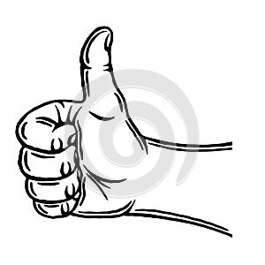 Okey sign. Thumb up. Male hand gestures. Outline silhouette. Design element. Vector illustration isolated on white background.