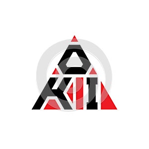 OKI triangle letter logo design with triangle shape. OKI triangle logo design monogram. OKI triangle vector logo template with red