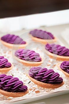 Okinawa Beni Imo tart or sweet purple yam tart