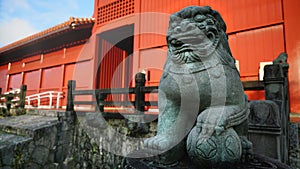 Shisa lion stone at Hoshimmon gate, Shuri Castle.