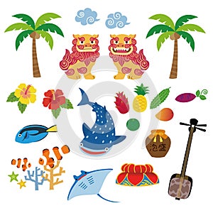 Okinawa local specialty elements illustration