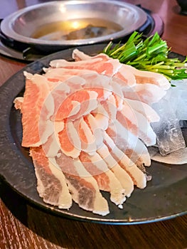 Okinawa style local pork shabu in Naha