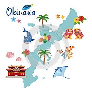 Okinawa travel map with local specialties