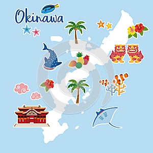 Okinawa travel map with local specialties