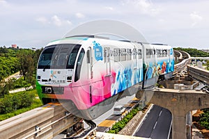 Okinawa Urban Monorail train public transport in Naha, Japan