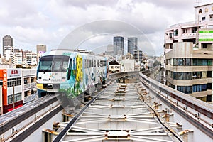 Okinawa Urban Monorail train public transport in Naha, Japan