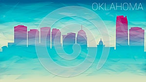 Oklahoma City USA Silhouette Vector Skyline. Broken Glass Abstract Geometric Dynamic Textured. Banner Background. Colorful Shape C