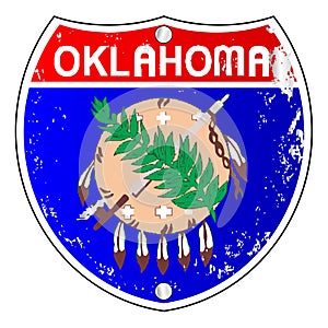 Oklahoma Flag Icons As Interstate Sign