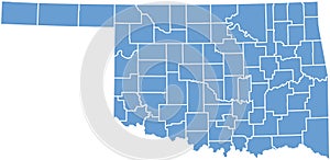 Oklahoma State map by counties