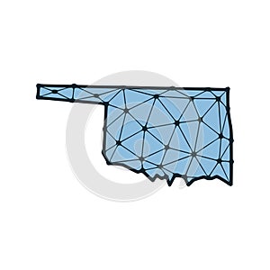 Oklahoma state map polygonal illustration made of lines and dots