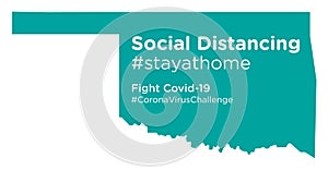 Oklahoma state map with Social Distancing stayathome tag
