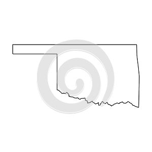 Oklahoma, state of USA - solid black outline map of country area. Simple flat vector illustration