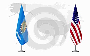 Oklahoma US and USA flags for official meeting