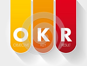 OKR - Objective Key Results acronym, business concept background