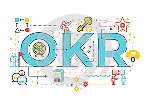 OKR Objectives and key resultsword lettering illustration
