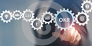 OKR text (Objectives, Key and Results) Touching on OKR