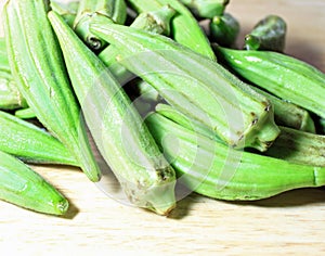 Okra on Cutting Board