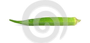 Okra isolated on the white backgroud.; Green okra for