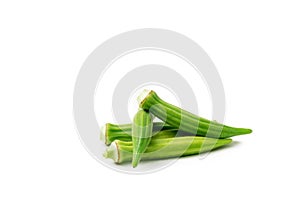 Okra, Lady& x27;s Finger isolated on white background with clipping p