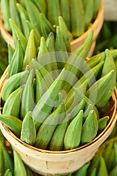 Okra for sale in a basket