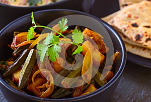 Okra stew curry with roti