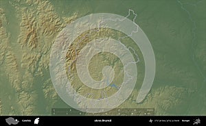 okres Bruntal outlined, Czechia. Physical