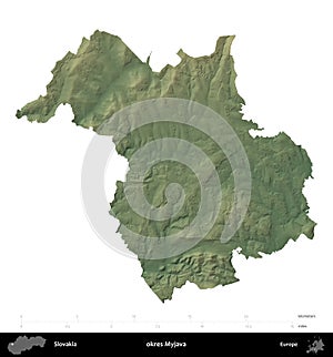 okres Myjava, Slovakia, isolated on white. Physical