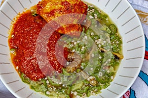 Okra, Okro Ila with shawa and crayfish and chicken stew