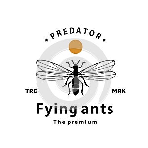 Flying ants logo vector silhouettee icon