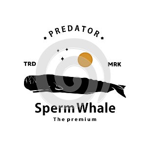 sperm whale logo vector outline silhouette art icon