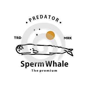 sperm whale logo vector outline monoline art icon