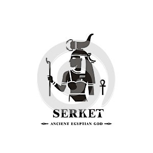 Ancient egyptian god serket silhouette