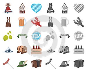 Oktober festival in Munich cartoon,mono icons in set collection for design.Tradition and fun vector symbol stock web