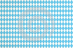 Oktoberfest background with blue Bavarian check seamless pattern, flag of Bavaria on white fabric canvas for Germany