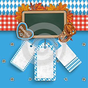 Oktoberfest Banner Foliage Blackboard 3 Price Stickers