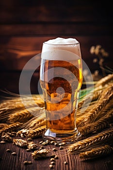 Oktoberfest beer background. Illustration AI Generative