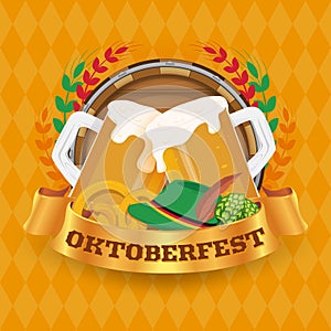 Oktoberfest  beer festival badge and background concept.