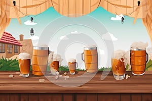 Oktoberfest Beer Festival Concept. Oktoberfest Beer Festival Background. Oktoberfest Beer Festival Theme. Generative Ai