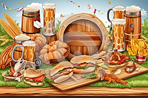 Oktoberfest Beer Festival Concept. Oktoberfest Beer Festival Background. Oktoberfest Beer Festival Theme. Generative Ai