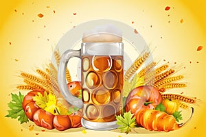 Oktoberfest Beer Festival Concept. Oktoberfest Beer Festival Background. Oktoberfest Beer Festival Theme. Generative Ai