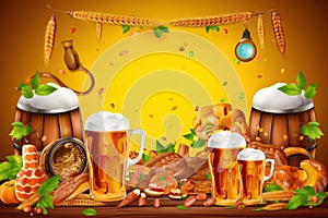 Oktoberfest Beer Festival Concept. Oktoberfest Beer Festival Background. Oktoberfest Beer Festival Theme. Generative Ai