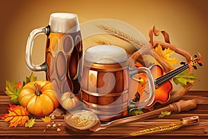 Oktoberfest Beer Festival Concept. Oktoberfest Beer Festival Background. Oktoberfest Beer Festival Theme. Generative Ai