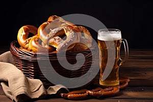 Oktoberfest Beer Festival Concept. Oktoberfest Beer Festival Background. Oktoberfest Beer Festival Theme. Generative Ai