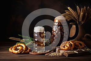 Oktoberfest Beer Festival Concept. Oktoberfest Beer Festival Background. Oktoberfest Beer Festival Theme. Generative Ai